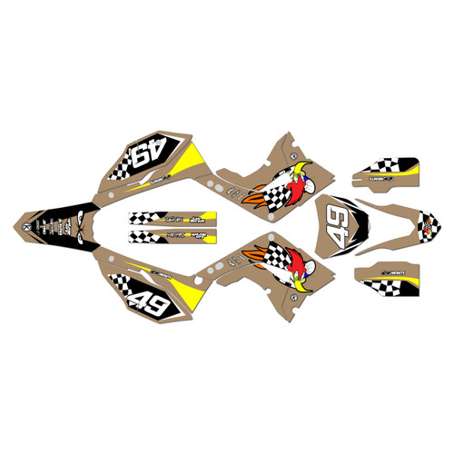 honda cr125 graphics kit 2002-2007 pecker series tan