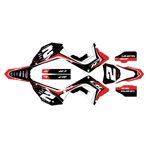 honda cr250 graphics kit 2002-2007 lightning series red