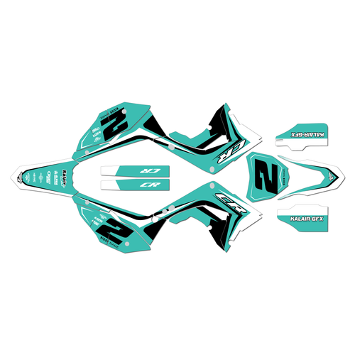 honda cr250 graphics kit 2002-2007 lightning series teal