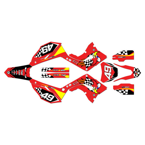 honda cr250 graphics kit 2002-2007 pecker series red