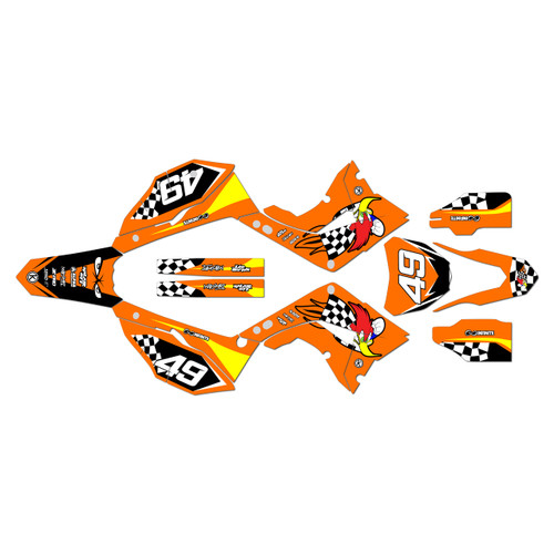 honda cr250 graphics kit 2002-2007 pecker series orange