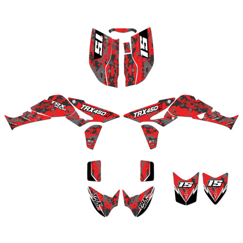 honda trx450r graphics kit 2004-2005 cyberware series red