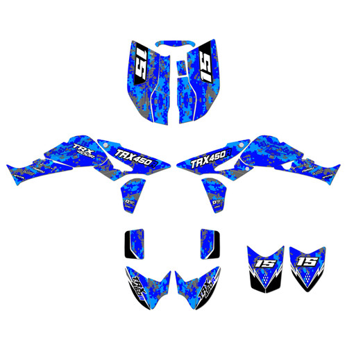 honda trx450r graphics kit 2006-2017 cyberware series blue