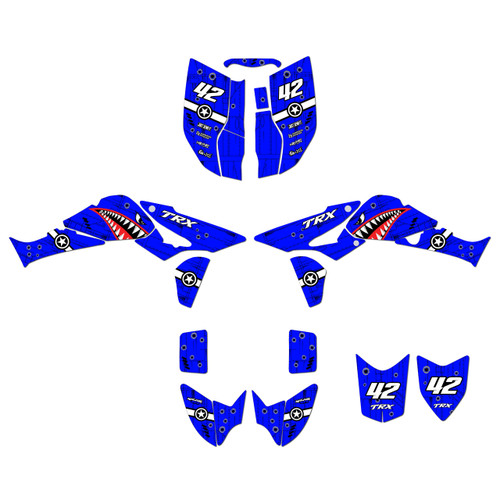 honda trx450r graphics kit 2006-2017 predator series blue