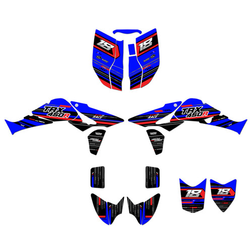 honda trx450r graphics kit 2004-2005 warrior series blue