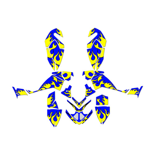 polaris outlaw500 graphics kit 2002-2007 flame series yellow