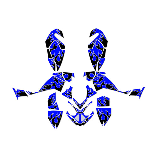 polaris outlaw525 graphics kit 2002-2007 flame series blue
