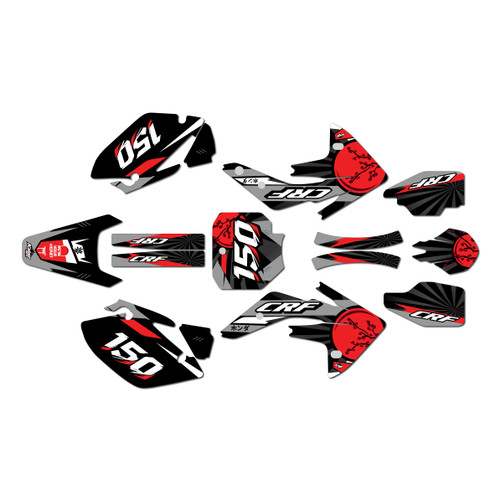 honda crf150r graphics kit 2007-2026 hiroshima series red