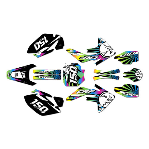 honda crf150r graphics kit 2007-2026 hiroshima series rainbow