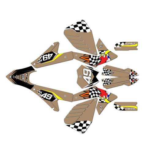 electro co etm rtr graphics kit all years pecker series tan