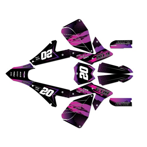 electro co etm rtr graphics kit all years spear series purple