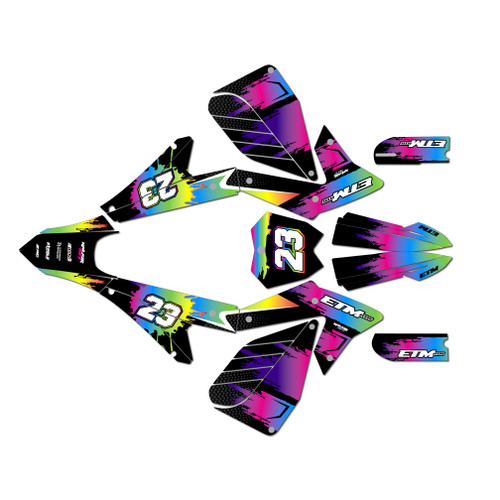 electro co etm rtr graphics kit all years splash series rainbow