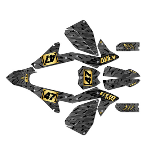 electro co etm rtr graphics kit all years thunder series gold