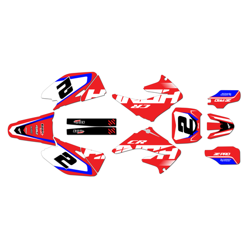 honda cr125 & cr250 graphics kit 2002-2003 flight series red