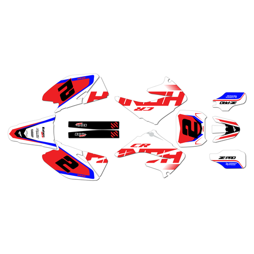 honda cr125 graphics kit 2002-2003 flight series white