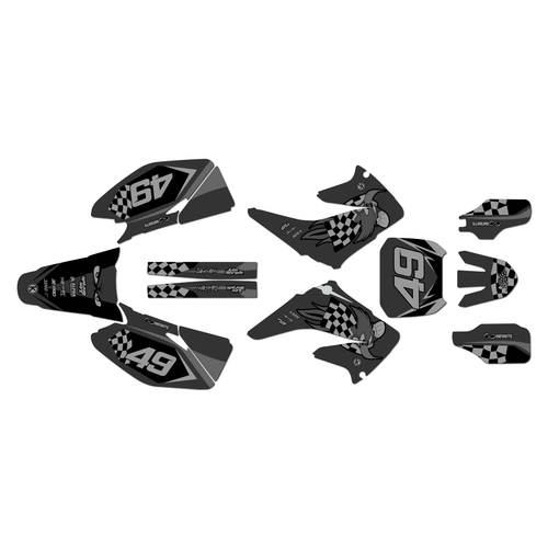 honda cr125 & cr250 graphics kit 2002-2003 pecker series smoke