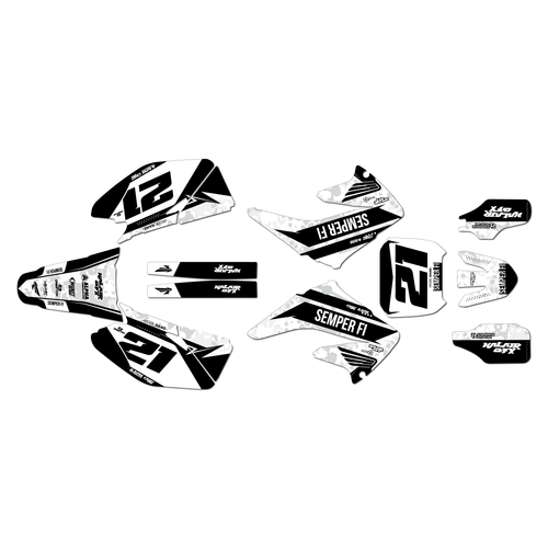 honda cr250 graphics kit 2002-2003 semper series white
