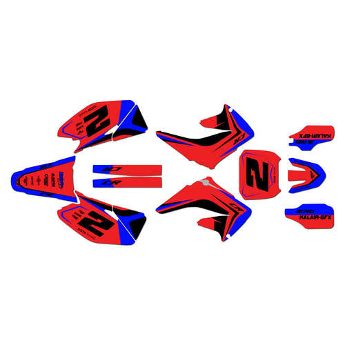 honda cr250 graphics kit 2004-2007 lightning series red-blue