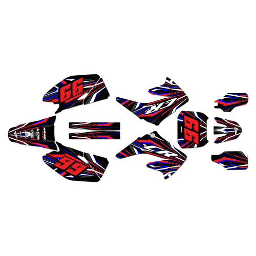 honda cr250 graphics kit 2004-2007 prime series red-blue
