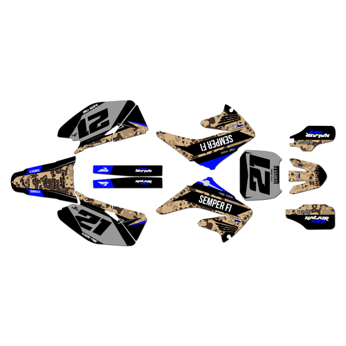 honda cr250 graphics kit 2004-2007 semper series blue