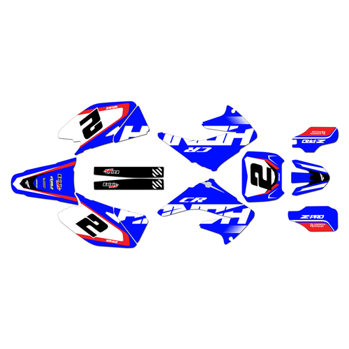 honda cr125 graphics kit 2004-2007 flight series blue