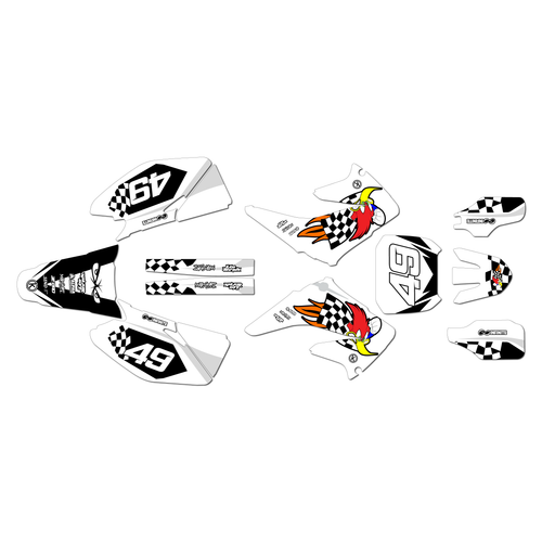 honda cr125 & cr250 graphics kit 2004-2007 pecker series white