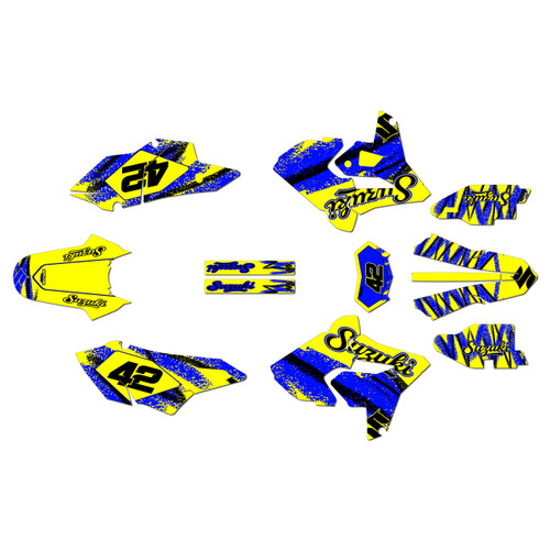 suzuki drz400p graphics kit 2000-2024 whiplash series yellow