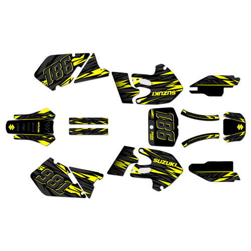 suzuki rm125 graphics kit 1999-2000 twitch series yellow