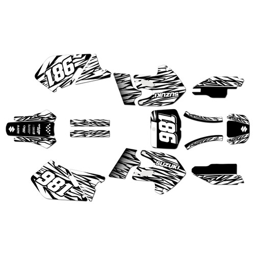 suzuki rm125 graphics kit 1999-2000 twitch series white