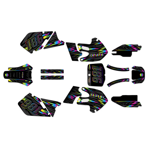 suzuki rm250 graphics kit 1999-2000 twitch series rainbow