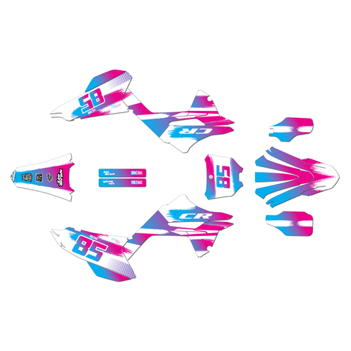 honda cr125 graphics kit 2020 drag series magenta