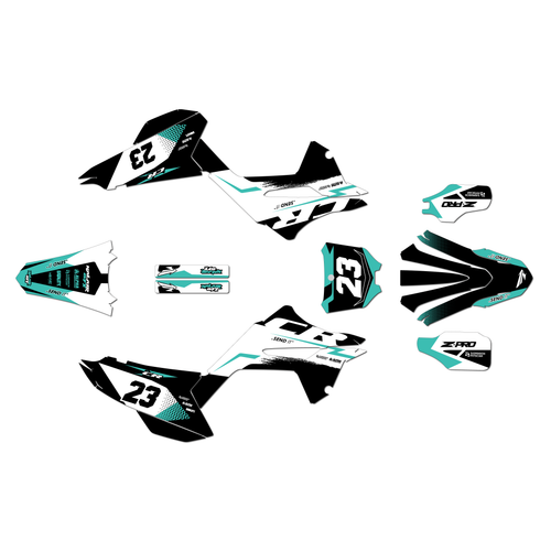 honda cr125 graphics kit 2020 evader series teal