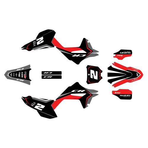 honda cr125 graphics kit 2020 lightning series red