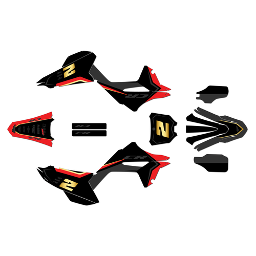 honda cr250 graphics kit 2020 lightning series red-shift