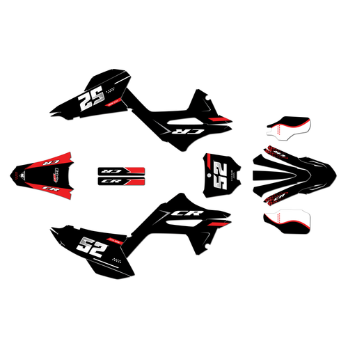 honda cr250 graphics kit 2020 ominous series red-shift