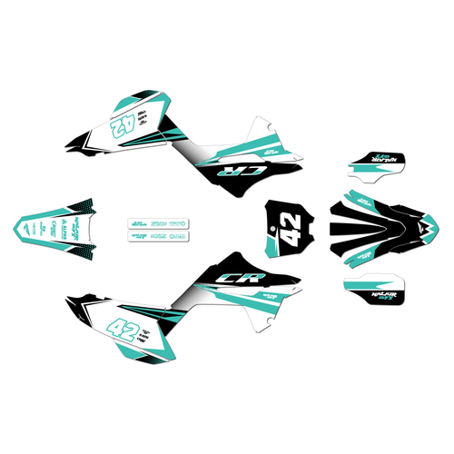 honda cr125 graphics kit 2020 team series teal