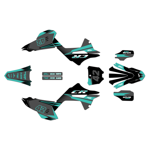 honda cr250 graphics kit 2020 team series teal-shift