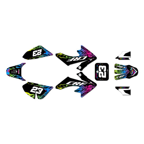 honda crf50 graphics kit 2013-2026 acid series rainbow