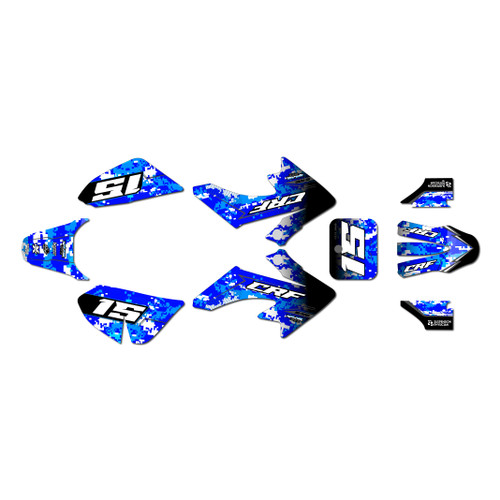 honda crf50 graphics kit 2013-2026 cyberware series blue