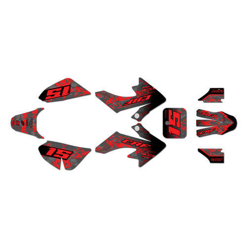 honda crf50 graphics kit 2013-2026 cyberware series red-shift