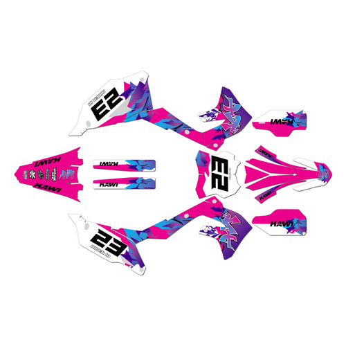 kawasaki kx250 graphics kit 2021-2024 throwback series magenta