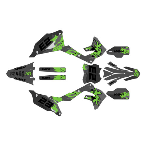 kawasaki kx250 graphics kit 2021-2024 throwback series green-shift
