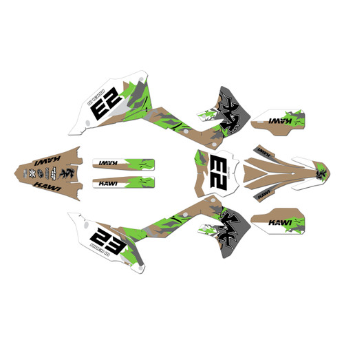 kawasaki kx450 graphics kit 2019-2023 throwback series tan