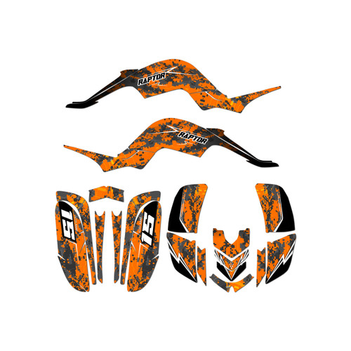 yamaha raptor660 graphics kit 2001-2005 cyberware series orange