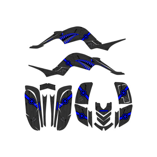 yamaha raptor660 graphics kit 2001-2005 predator series blue-shift