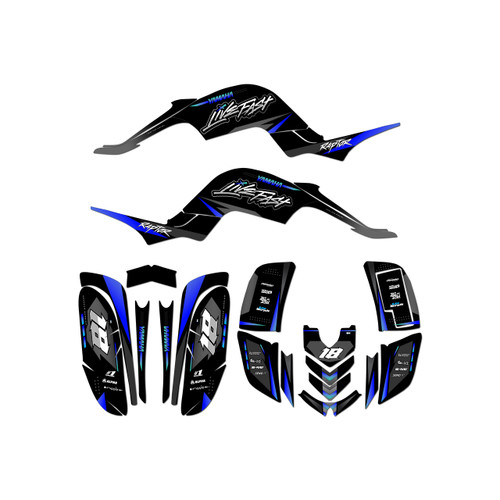yamaha raptor660 graphics kit 2001-2005 rebel series blue