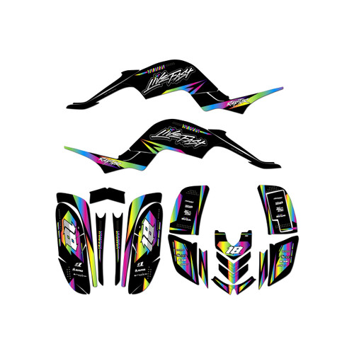 yamaha raptor660 graphics kit 2001-2005 rebel series rainbow