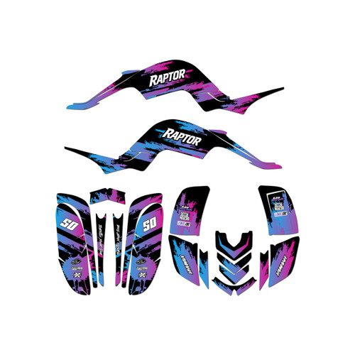 yamaha raptor660 graphics kit 2001-2005 splash series magenta