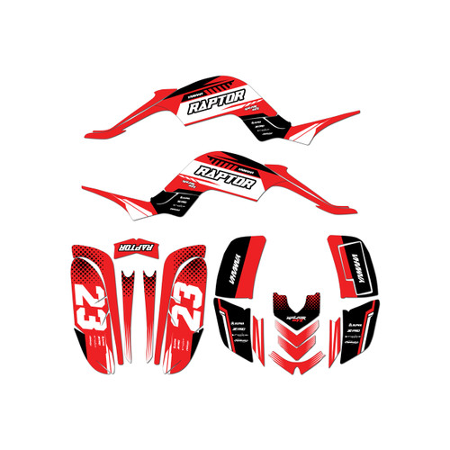 yamaha raptor660 graphics kit 2001-2005 viper series red