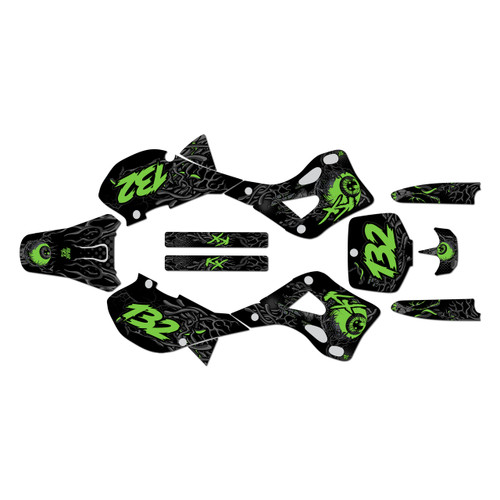 kawasaki kx125 graphics kit 1999-2002 core series green-shift